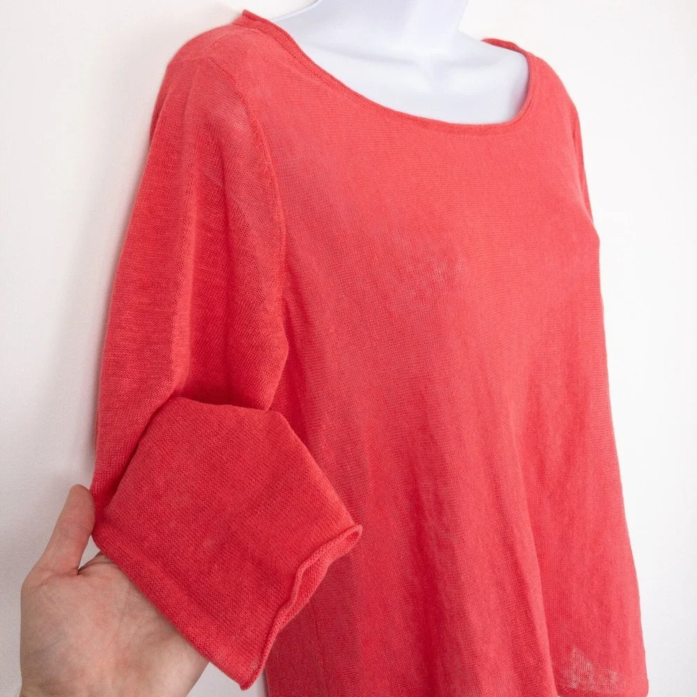 Eileen Fisher Organic Linen Top Womens Small Pink Sustainable Beach Sustainable - Picture 5 of 8